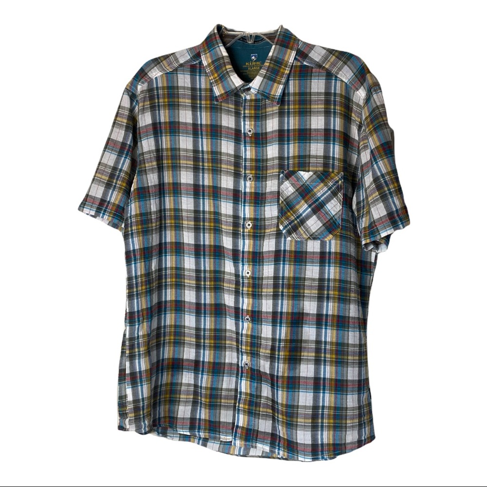 Kuhl Button Down Short Sleeve Shirt Mens Size XL Organic Cotton Multicolor Plaid